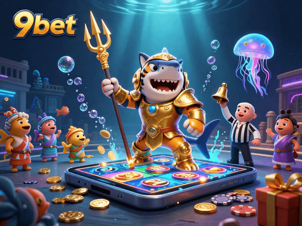 Experience thrilling wins with 9bet's dynamic underwater casino scene featuring exciting slots!