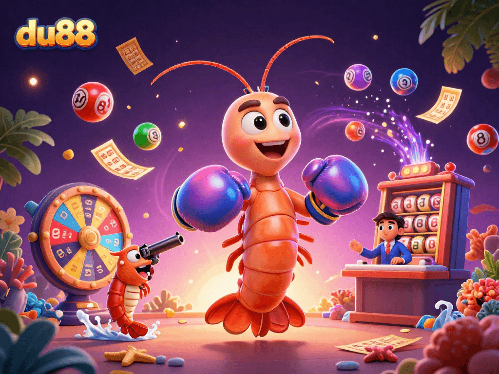 Experience vibrant du88 casino excitement with animated characters and colorful gaming elements dynamically interacting.