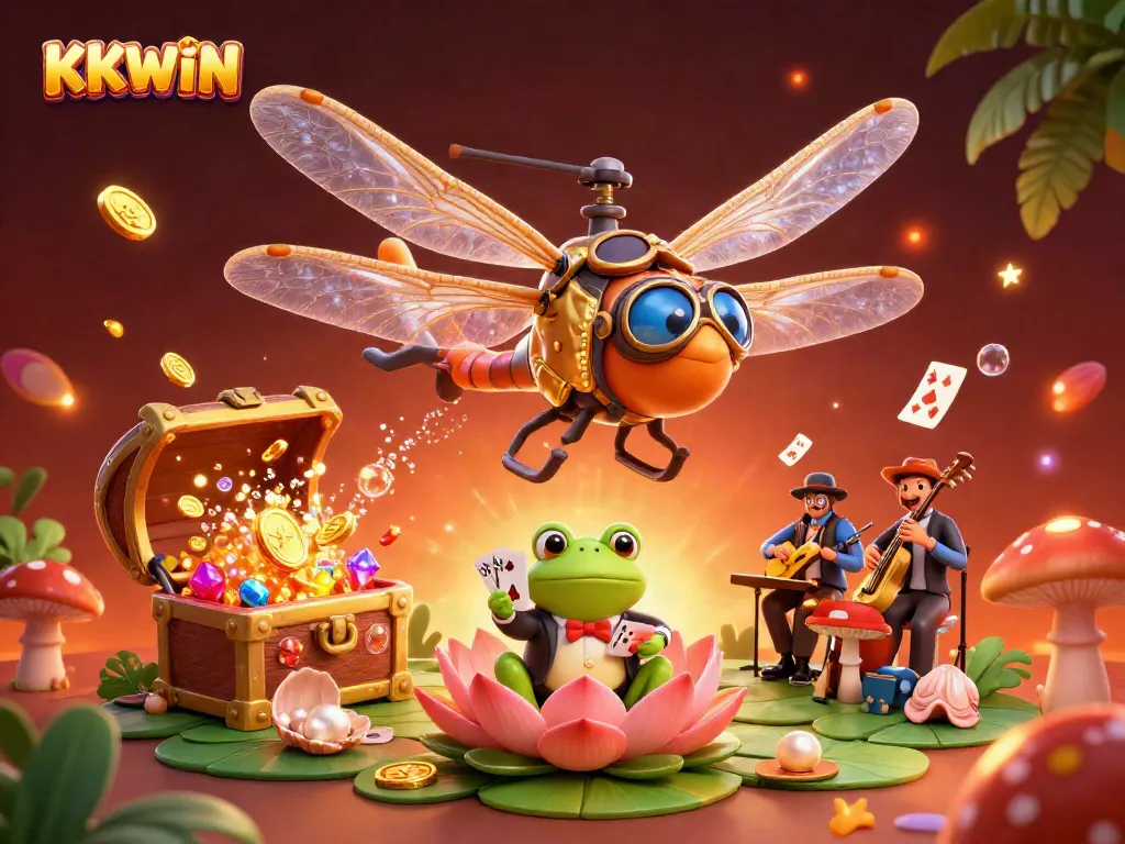 KKWIN brings fortune alive in a dynamic casino scene with vibrant characters and rich elements.