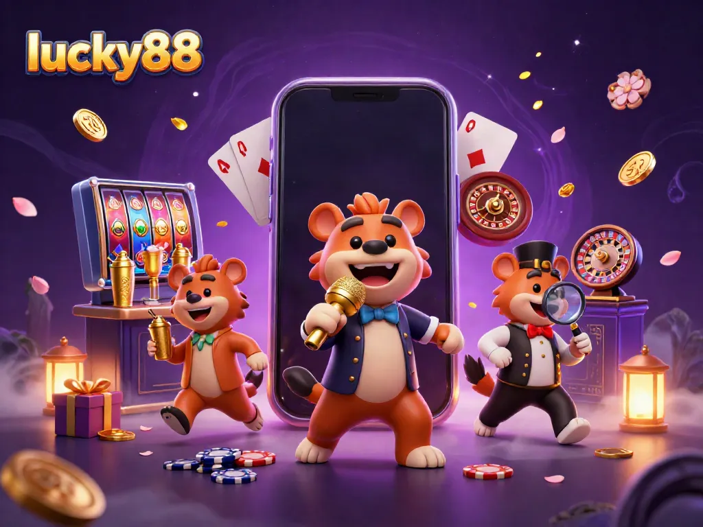 Engage in thrilling casino fun with lucky88's hyena characters in a vibrant comedy club