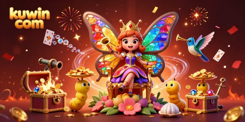 Experience thrilling gameplay with kuwin com's vibrant 3D casino scene showcasing excitement and winnings.