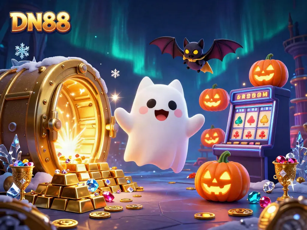 Watch the DN88 ghost cat and bat explore a haunted casino brimming with treasures.