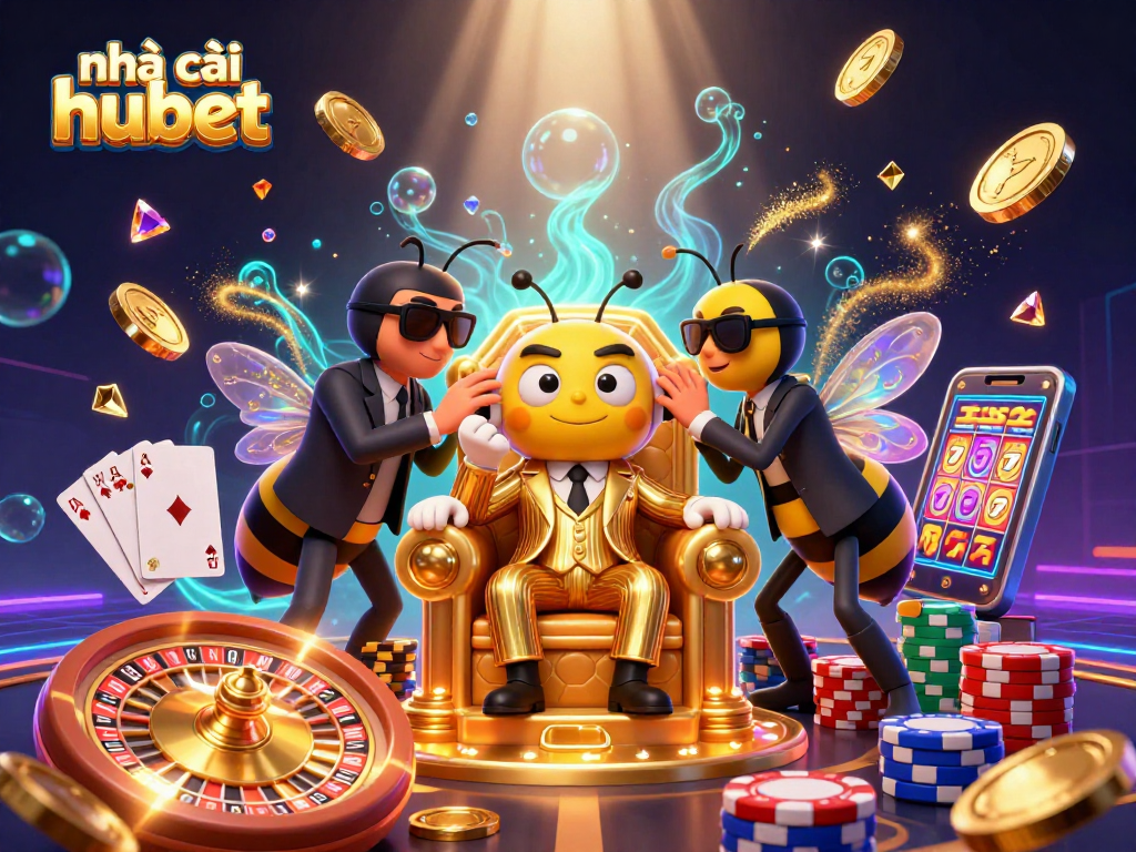 Experience exciting gameplay with nhà cái hubet in a lively 3D casino scene full of vibrant elements.
