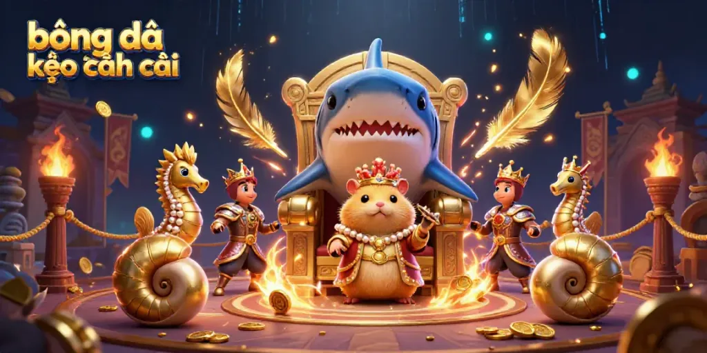 Experience thrilling betting action with the vibrant bóng đá kèo nhà cái scene showcasing a fearless hamster king and royal seahorse guards.