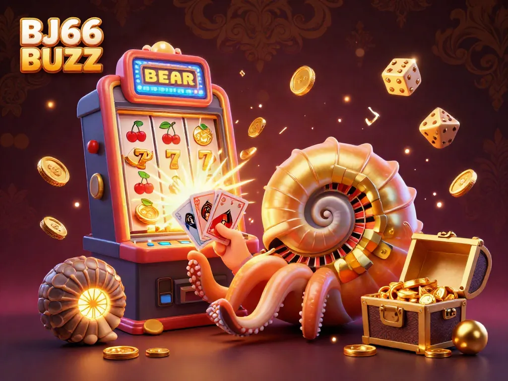 Engage with dynamic BJ66 BUZZ casino experience featuring a nautilus roulette and lavish slot machine explosions.