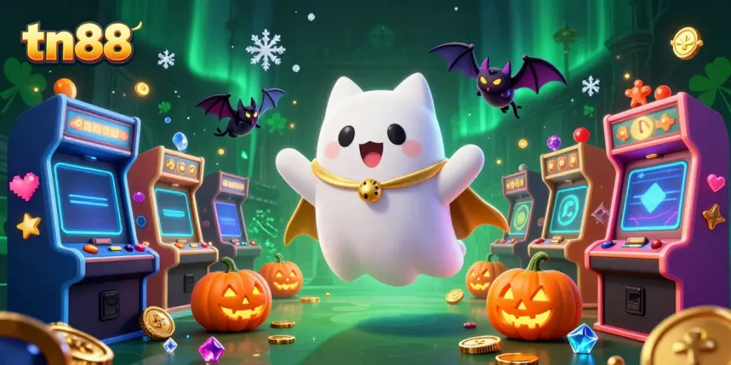 Engage in thrilling gameplay with tn88 at a haunted casino mansion featuring ghostly characters.