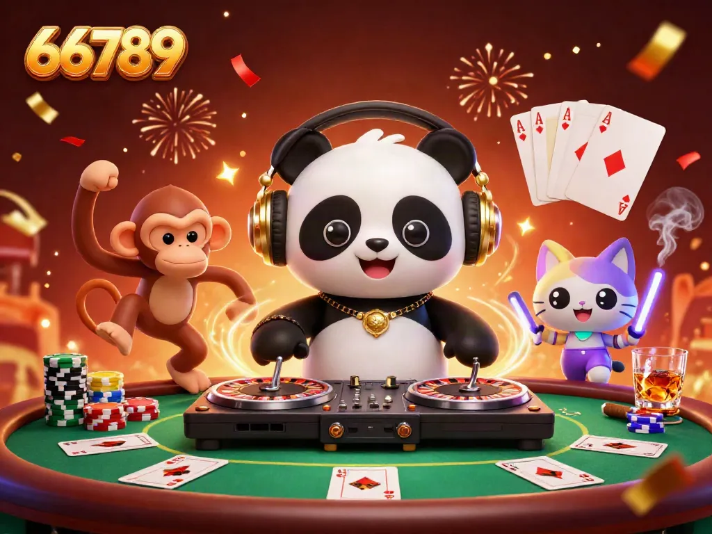 Experience the vibrant excitement of 66789 casino with animated characters enjoying gaming fun.