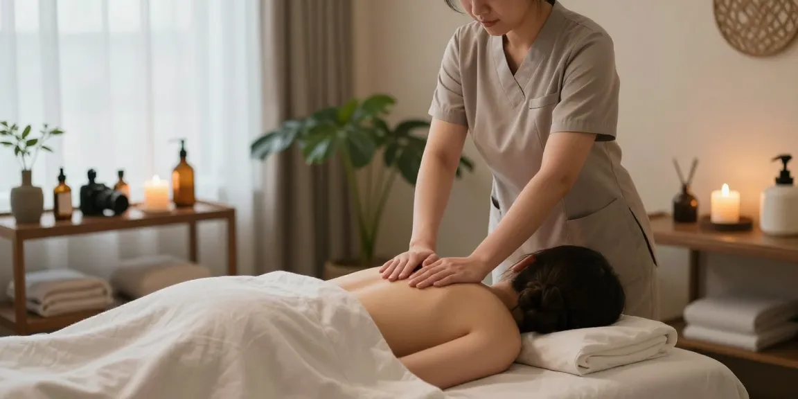 Relaxing 성남출장마사지 session in a serene spa environment with calming elements.