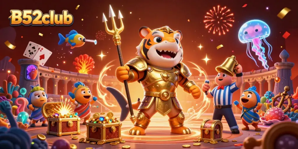 Experience thrilling underwater gameplay with B52club's vibrant casino scene filled with excitement.