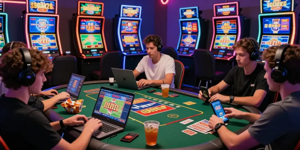 Engaged players enjoying vin88 gaming experience with casino activities.