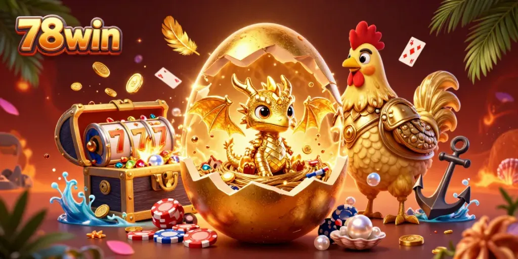 Experience exhilarating gameplay at 78win with a dynamic casino scene featuring golden elements and poker chips.