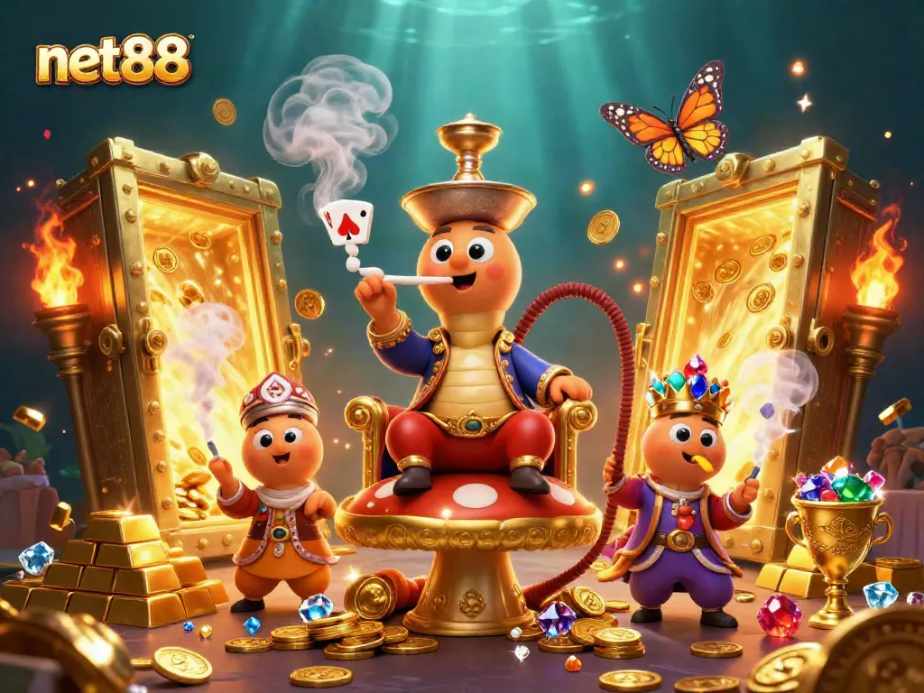 Engage with net88's dynamic casino experience illustrated with an intricate 3D scene of vibrant gaming elements.
