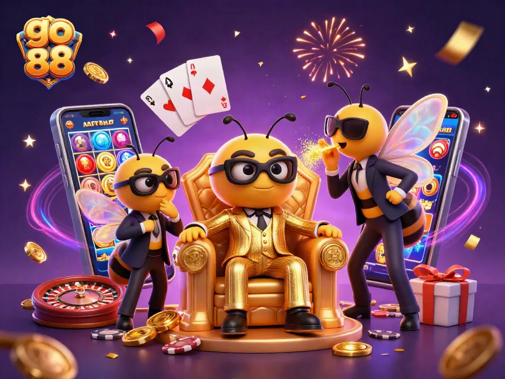 Người chơi tại go 88 tham gia trò chơi slot sống động với biểu tượng may mắn và tiền thưởng chảy ra.