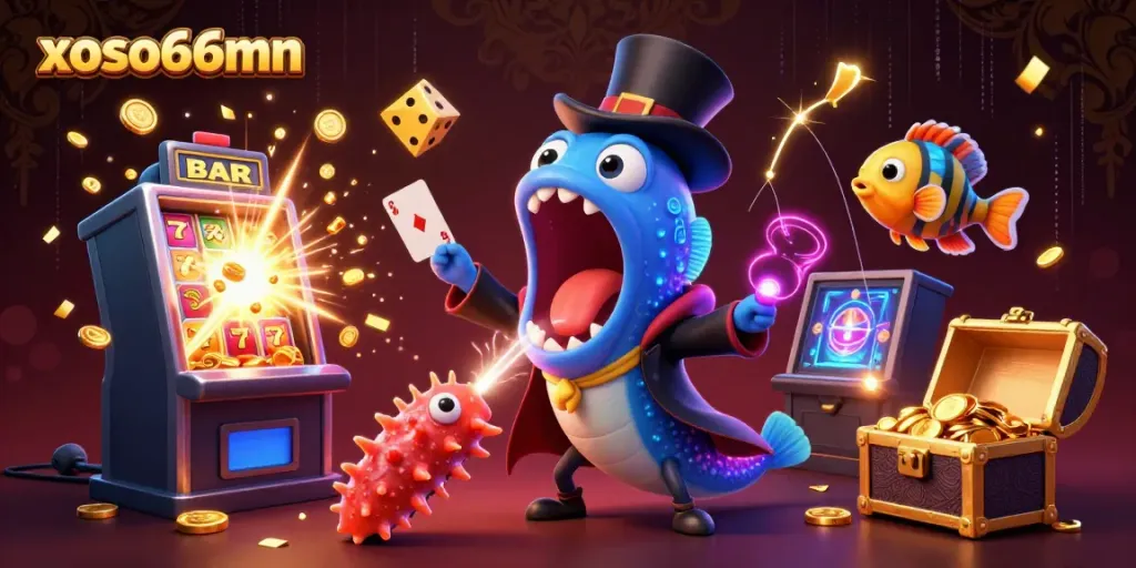 Experience a thrilling magic show with xoso66mn’s animated underwater cast, showcasing exciting casino elements.