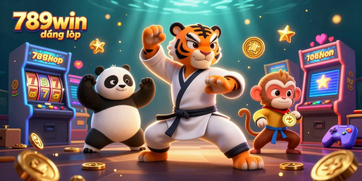 Win big with 789win đăng nhập as the kung fu tiger master performs in a vibrant casino scene