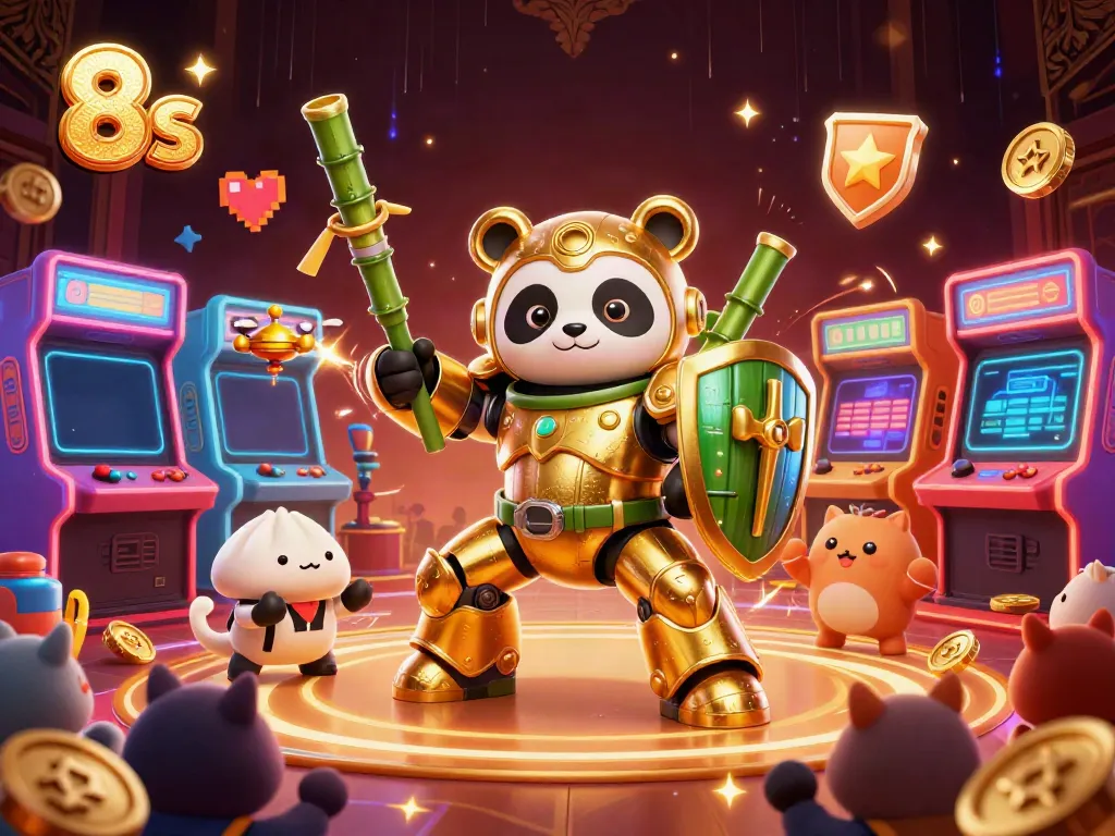 Engage in exciting gameplay with the 8s gaming scene featuring vibrant characters and casino elements.