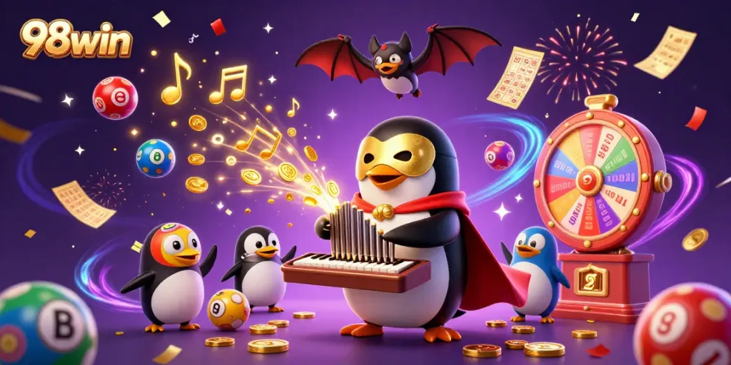 Experience excitement at 98win with golden coins, colorful balls, and thrilling prizes.