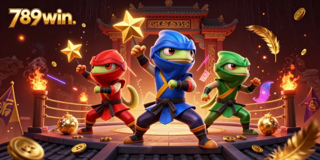 Engage with thrilling betting action at 789win with dynamic ninja chameleons, highlighting an electrifying casino atmosphere.