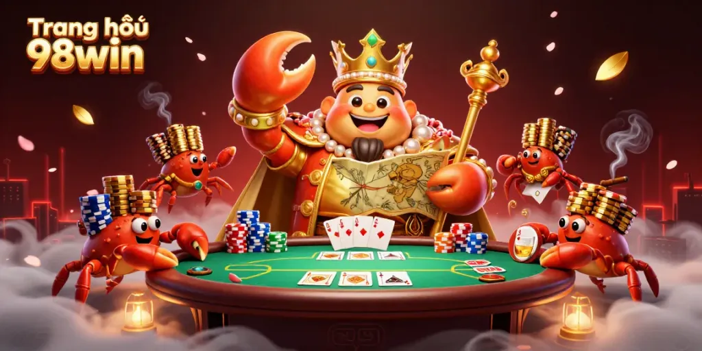 Experience exciting games on Trang chủ 98win with a lively crab emperor in a dynamic casino scene.
